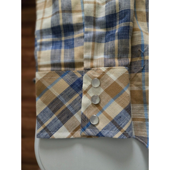 Campus Shirt‎ Mens XL Rugged Country Western Cowboy Rodeo Pearl Snap Plaid - Picture 2 of 7